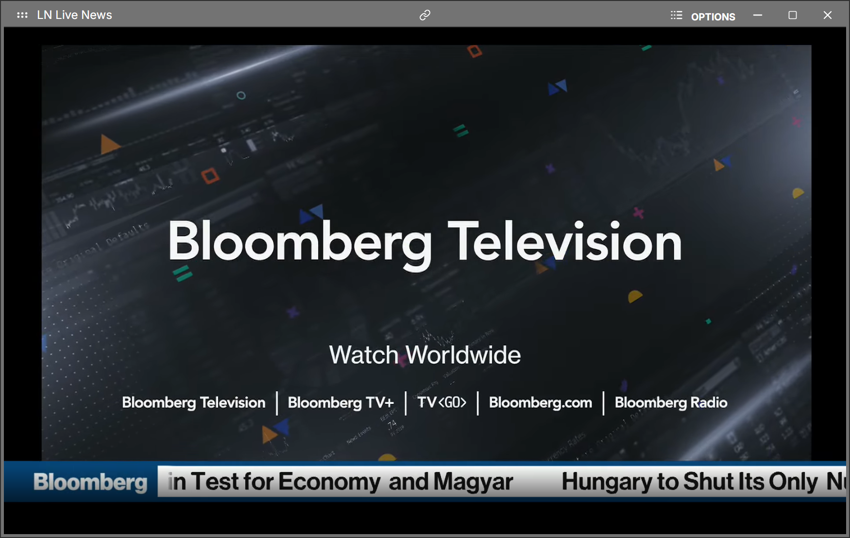 LN command showing live Bloomberg news stream